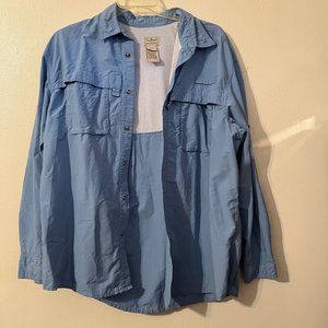 LL Bean Men's Long Sleeve Fishing Shirt L Vented Color Blue Size XL